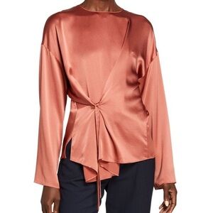 Vince Silk Tie-Front Blouse - Copper